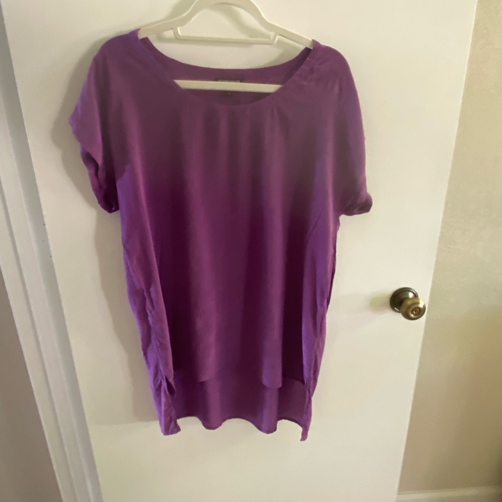 Eileen Fisher Purple Boxy Blouse Short Sleeve